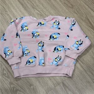 Zara Pink Kids Sweatshirt with Blue Cartoon Print